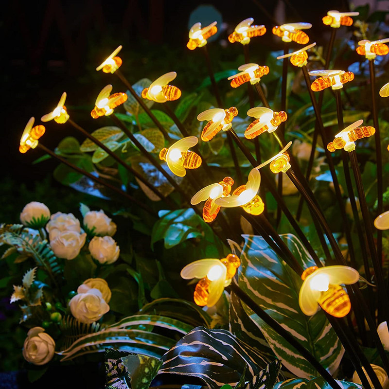 Simulación al aire libre abejas insectos luciérnagas lámpara solar patio jardín diseño exterior atmósfera decoración lámpara de cadena