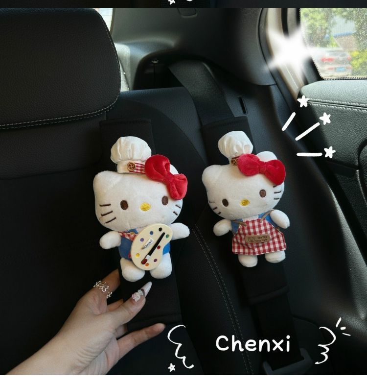 Cute Kt Cat Shoulder Protector Seatbelt Decoration Car Anti-Wear Clothing Protective Cover Universal for All Seasons Cartoon Doll for Girls