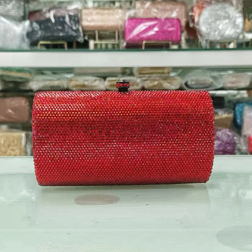 * Bolsa de mano de diamante de lujo fondo plano lleno de diamantes bolsa de banquete bolsa pequeña mujer Rhinestone bolsa de embrague