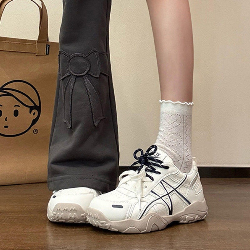 Zapatos de entrenamiento de estilo explosivo de base gruesa para mujeres 2026 nuevos zapatos de primavera y otoño zapatos deportivos casuales Agan zapatos blancos pequeños image 7
