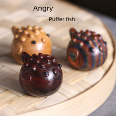 Sandalwood/Padauk/Ebonite/Colorful DIY Love Gasping Pufferfish Desk Ornaments Collectible Accessories Pendant Parts