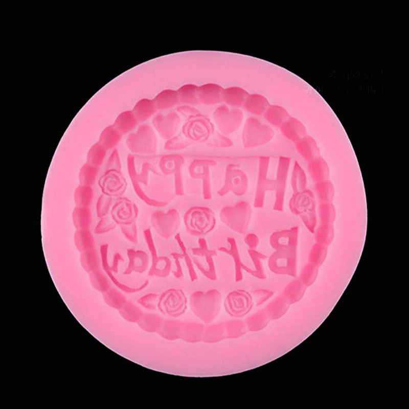 Arte creativo fuente Feliz cumpleaños letras inglesas molde de silicona jabón hecho a mano