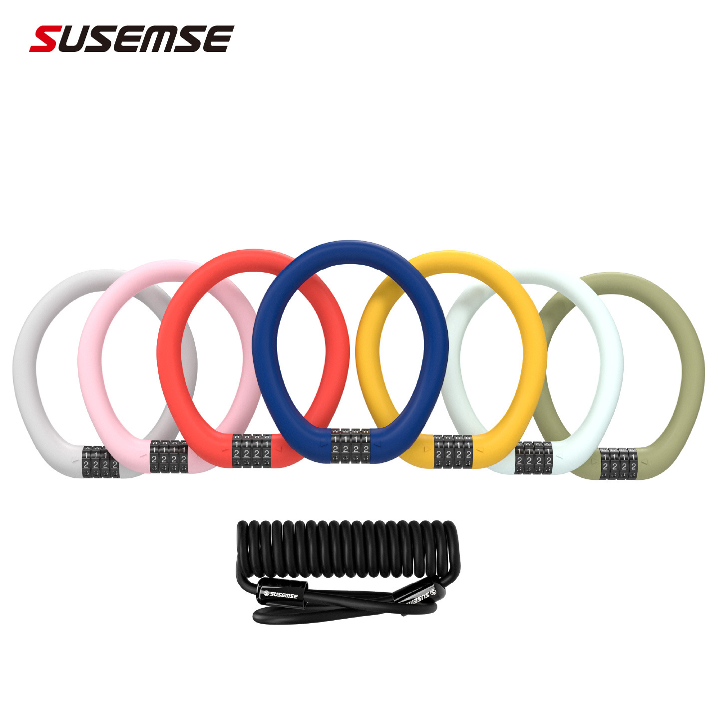 Susemse Chromaring Bicycle Lock Anti-Theft Lock Electric Bike Mountain Bike Combination Lock Available for Dropshipping