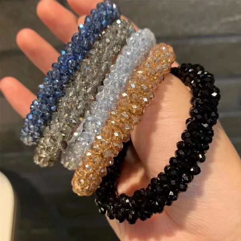 South Korea Crystal Hair Ring Hair Rope Adult Hair Accessories Ball Head Jewelry Pony Tail Fresh Hair Rope Rubber Strap Simple Headwear