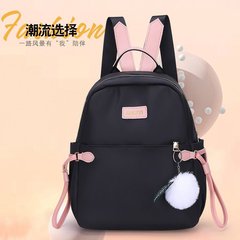 新款時尚潮流氣質尼龍撞色掛件毛球雙肩背包廠家批發外貿出口跨境