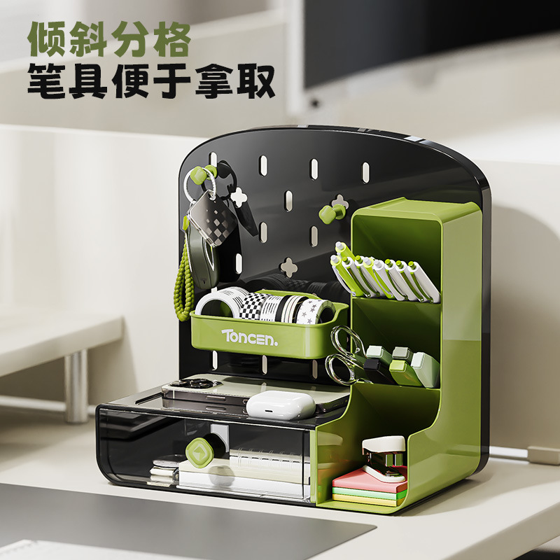 Caja de almacenamiento de escritorio personalizada agujero placa agujero tipo cajón bolígrafo de estudiante estante de almacenamiento doméstico acrílico caja de escritorio