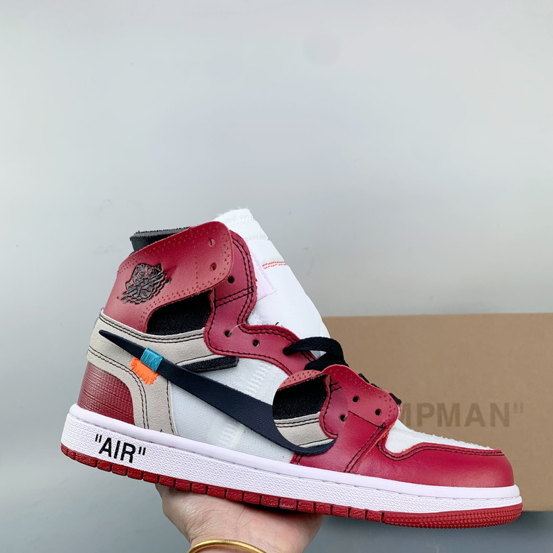 Off White Aj1 the Ten Co-Branded High-Top Retro Basketball Shoes Chicago Black and Red Sports Casual Shoes