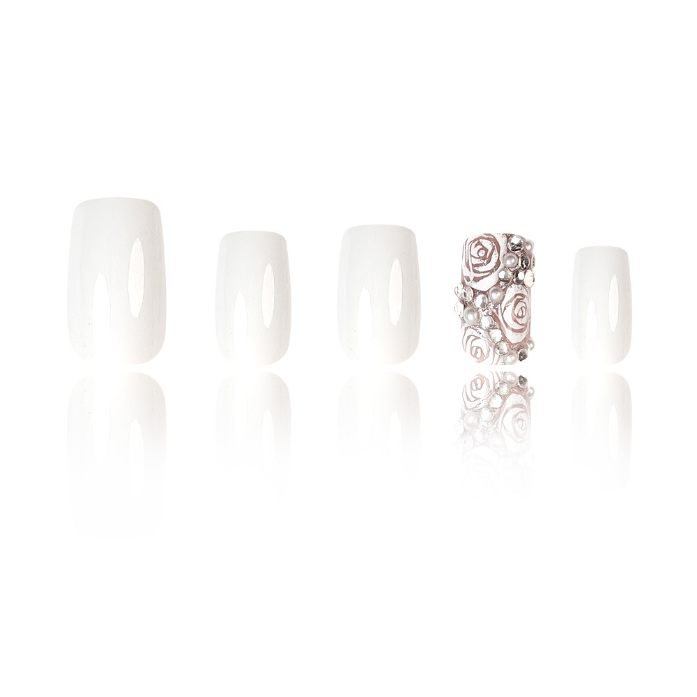 Transfronterizo 3D estereoscópico rosa plateada 24 piezas de parches de uñas en stock mezclados lotes de estilo retro lujoso manicure