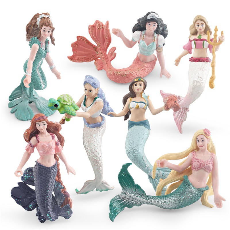 Amazon simulación mito leyenda muñeca modelo cognitivo de los niños sirena océano escena estática adornos