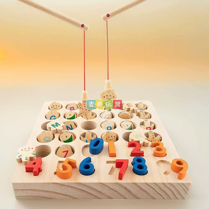 Деревянная детская концентрация Тренировка Игрушки для родителей и детей Интерактивное раннее образование, развитие интеллекта, буквенная рыбалка, цифровое познание