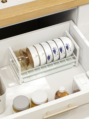 PK7J wholesale home kitchen cabinet built-in bowl rack kitchen cabinet drawer bowl dish storage rack single-layer plate separator