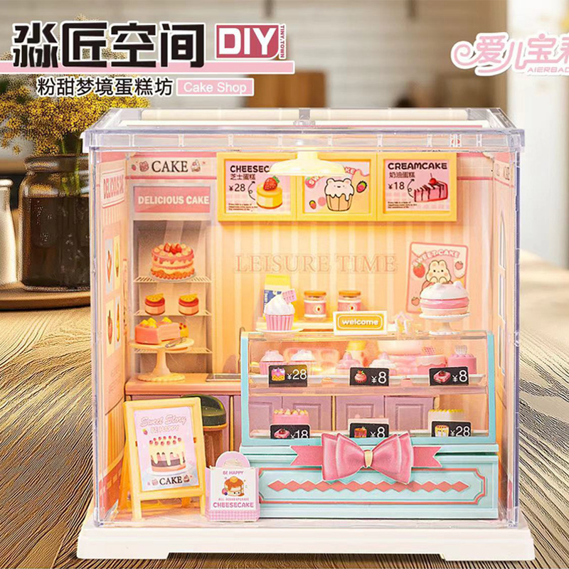 Juguetes de puzzle DIY hechos a mano cabina ensamblaje mini casa escena modelo de bloques de construcción juguetes regalos para chicas