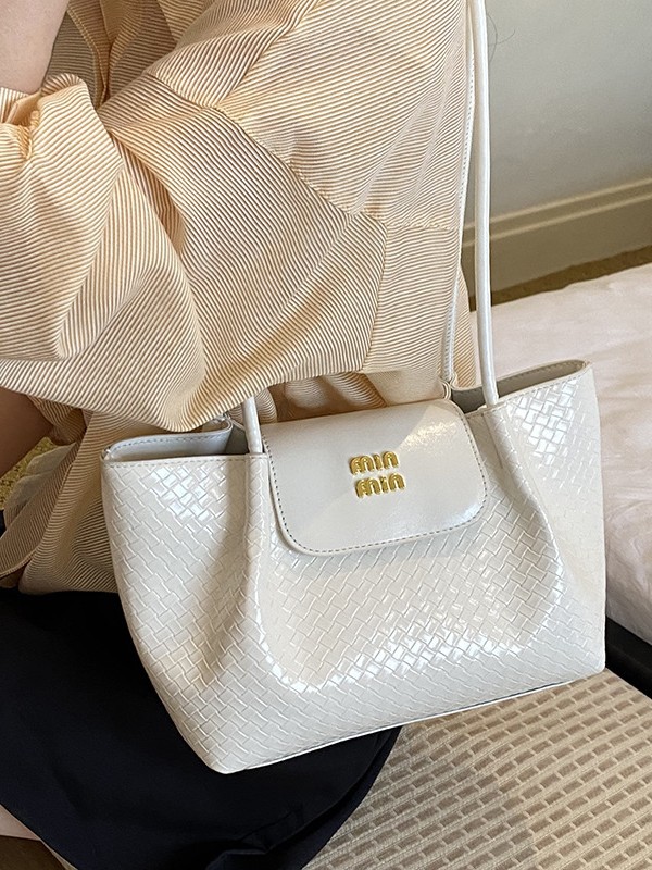Bolsa de mano de moda francesa tejida para mujeres venta caliente nueva gran capacidad ocio ligero de lujo hombro único brazo bolso image 5