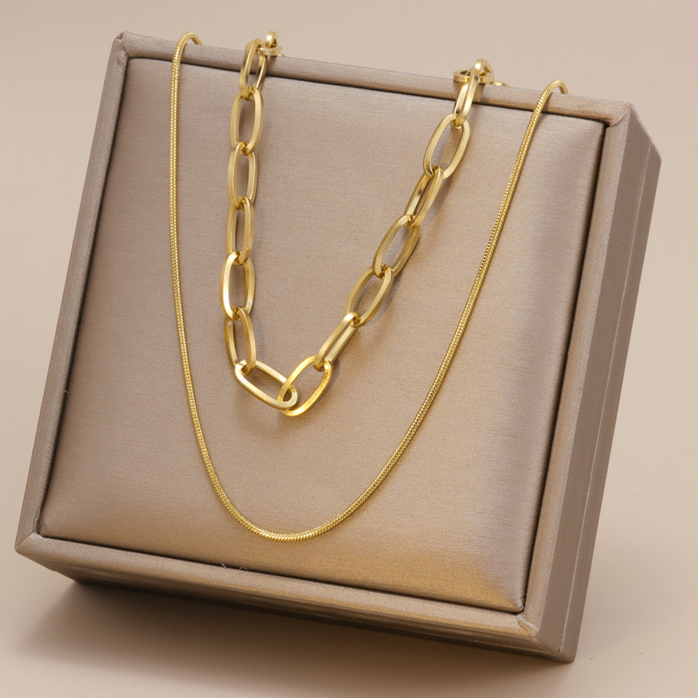 Fashion Geometric Titanium Steel Plating Layered Necklaces 1 Piece