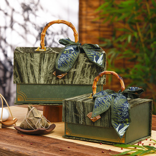 New Dragon Boat Festival Gift Box High-end Flannel Handheld Box Hotel Group Buying Zongzi Gift Packaging Box Dragon Boat Festival Accompanying Gift Box