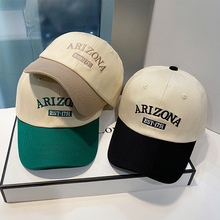 韩版字母棒球帽子男女ins休闲潮百搭拼色鸭舌帽情侣显脸小遮阳帽