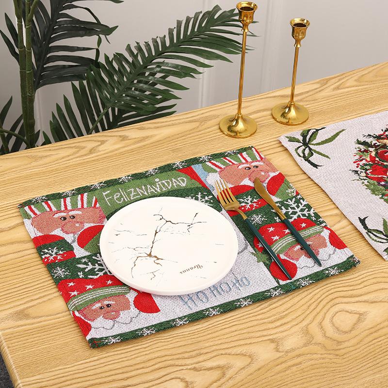 80g Weight Placemat Kitchen and drinking utensils Placemat Event & Party Supplies 1 Piece Quantity Party Occasion Christmas Festival Christmas Tree Pattern Cute Style Embroidery Craft Christmas Cute Christmas Tree Party Placemat 3