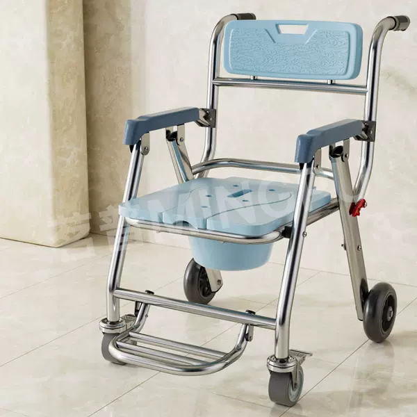 Stainless Steel Armrest Toilet Chair, Extra Thick and Sturdy, Mobile Large Commode, Universal for Bathing and Wheelchair Use, Household Toilet Stool