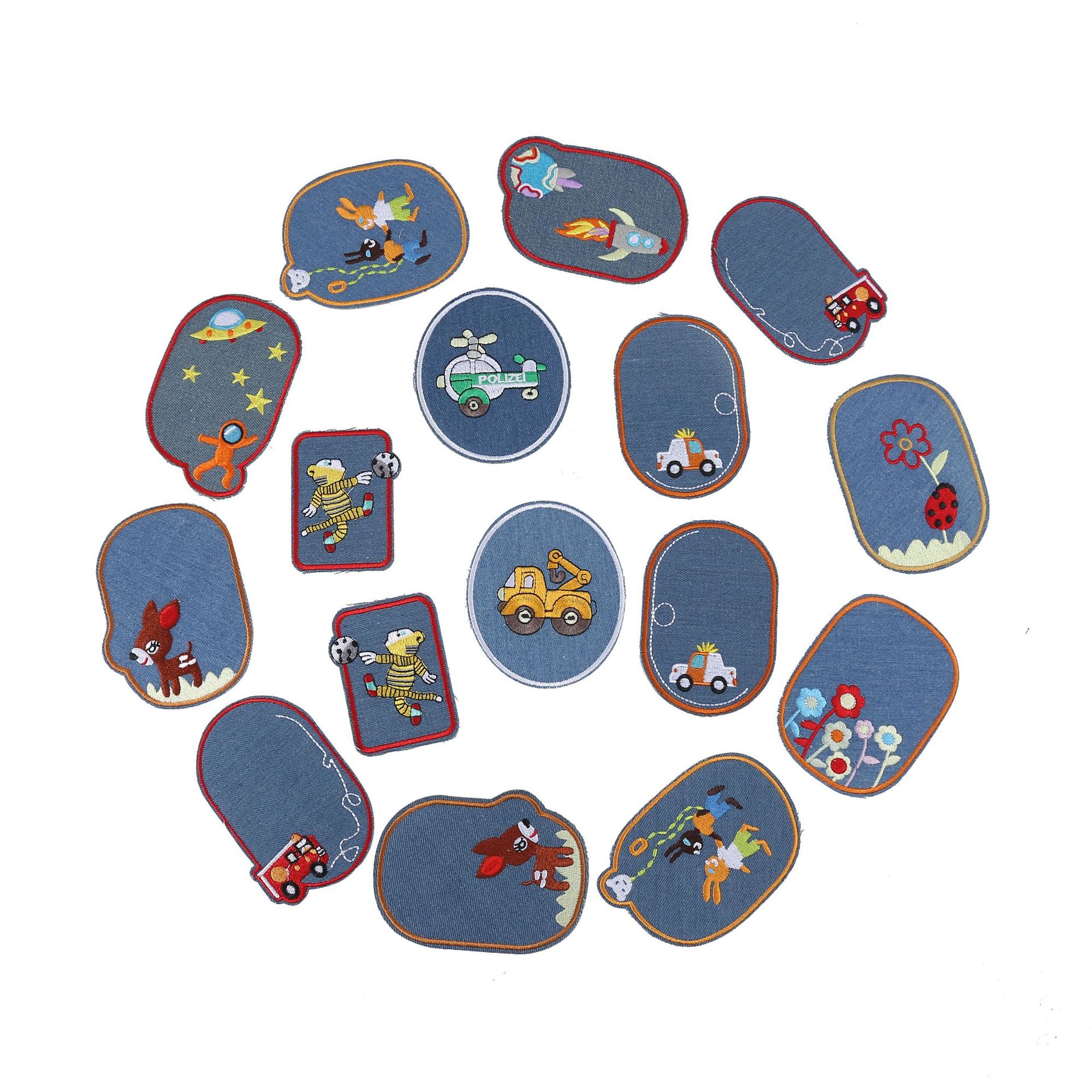 Lugar de fábrica de origen a juego de dibujos animados bordado de flores pegatinas de tela ropa de bricolaje decoración planchado parche pegatinas transfronterizas