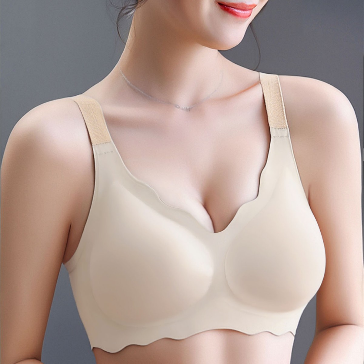 Nuevo sostén sin marcas para mujeres sin anillo de acero de tamaño grande se reúnen en la parte superior dulce transpirable y el pecho delgado ropa interior de espalda image 4