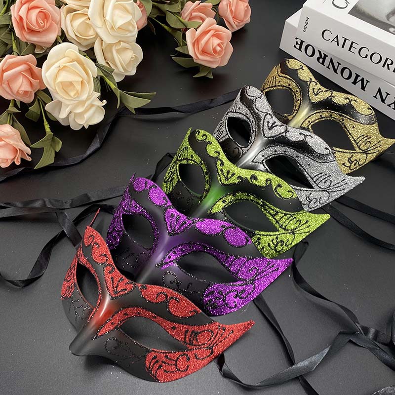 Pop Halloween Jazz Fairy Half-Face Head Plate Plastic Duro Grabado Party Half-Face Mask