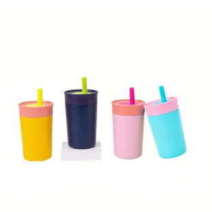 Мини-кофейная кружка 12oz 304 нержавеющая сталь с соломинкой детская