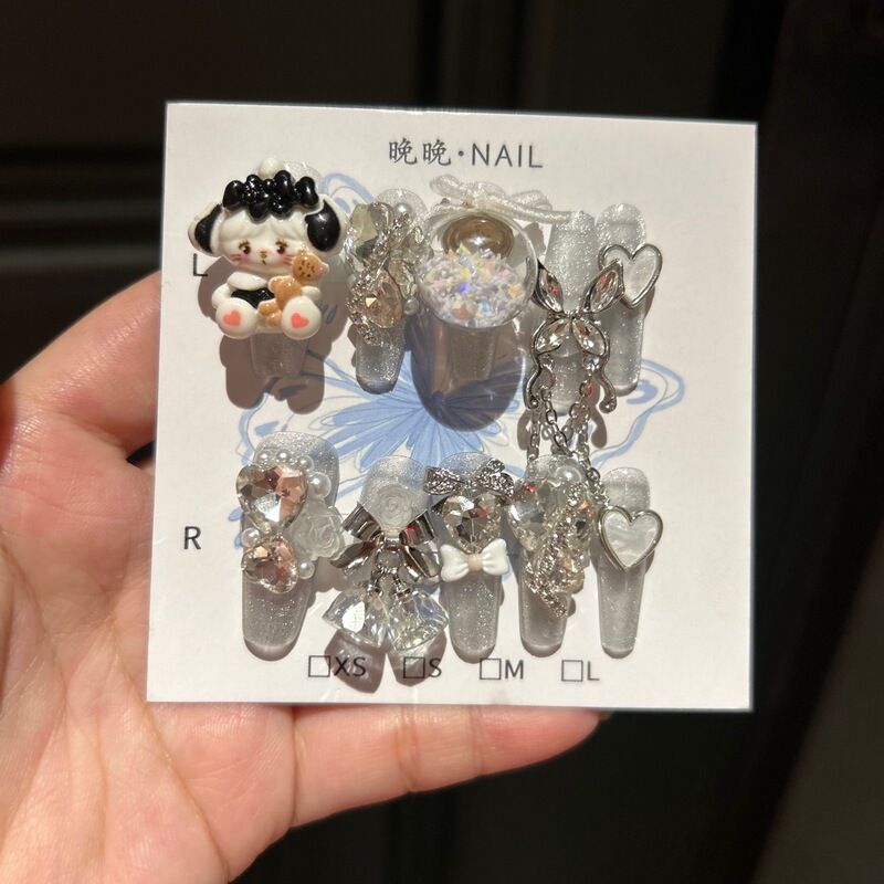 Goodnight NAIL Cartoon Sweet Cool Spice Girl Style Niche Design Handmade Wear Armor Finished Fake Nail Patch Removable