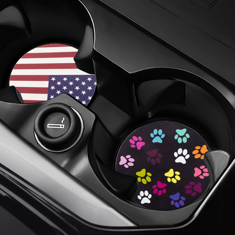 Прямые поставки с фабрики, круглый противоскользящий коврик для автомобиля диаметром 7 см, трансграничный хит продаж, круглый коврик для автомобиля с подставкой в ​​виде подсолнуха и коровы