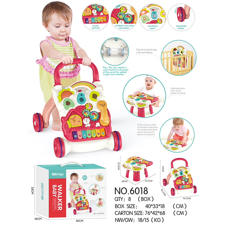 6018 전자 피아노 워커 4 in 1 (빨간색)