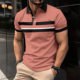 2024 Amazon cross-border Men's new casual polo shirt black stripe printed short sleeve button T-shirt top