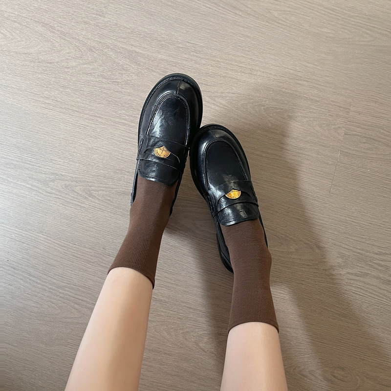 现货版~真皮复古平底鞋乐福鞋女2025新款英伦百搭黑色小皮鞋单鞋|undefined
