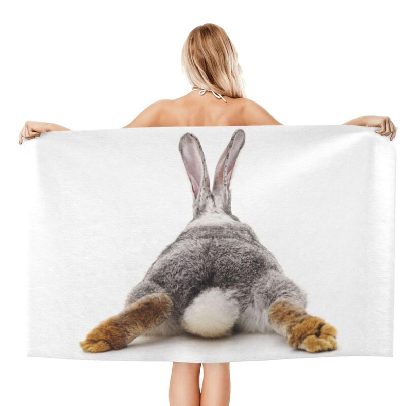 Grey Rabbit Rabbit Tail Beach Towel Oversized Bath Towel Large Beach Towel Microfiber Towel Luxury Beach Towel