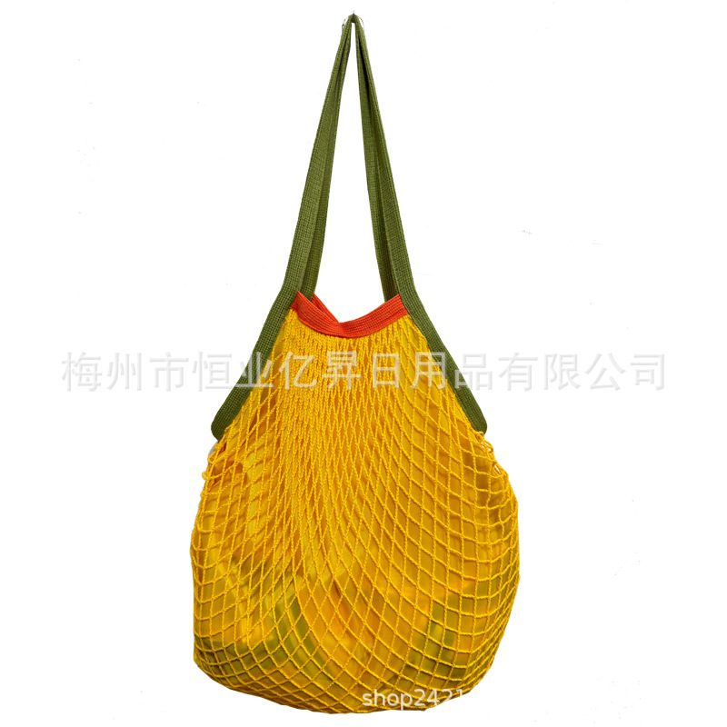 Bolsa de malla de algodón portátil al por mayor Bolsa de compras Supermercado Bolsa de malla de verduras y frutas Bolsa de compras Bolsa tejida hueca