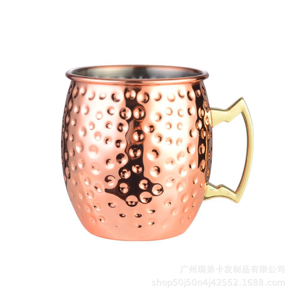 Taza Moscow Mule de acero inoxidable estilo martillado acabado cobre vaso metálico para cócteles bar y hostelería