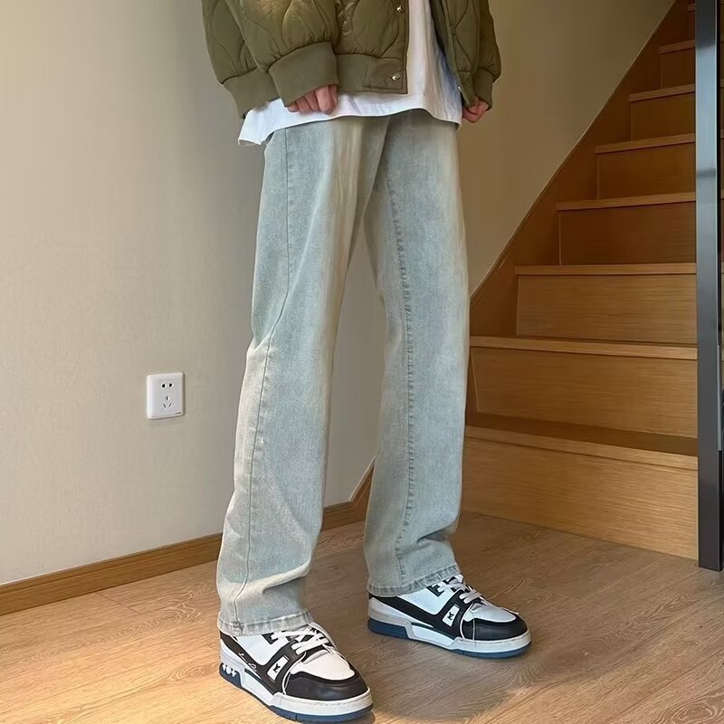 2024 jeans pantalones rectos sueltos delgados de verano para niños pantalones anchos de seda de hielo de verano para hombres