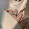 Tide, zirconium, ring with stone, micro incrustation, Japanese and Korean, internet celebrity, light luxury style, simple and elegant design, on index finger