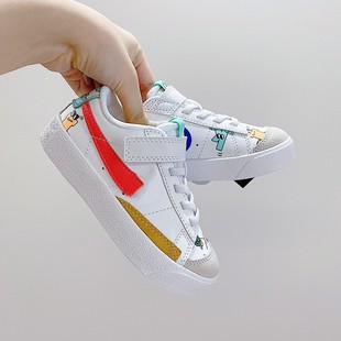 Low children's sports white shoes with velcro for boys