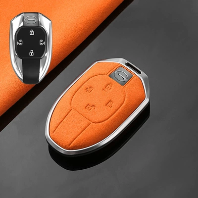 Suitable for 24 GAC Trumpchi gs4plus Car Key Set M8 Master gs3 Male gs8 New m6pro Case Buckle (Car key bag) - trumpchi-c-four-key-tarnish-aluminum-alloy-orange-suede-single-shell