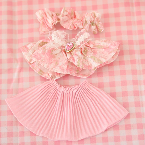 Y style headdress+top+perchy fold skirt