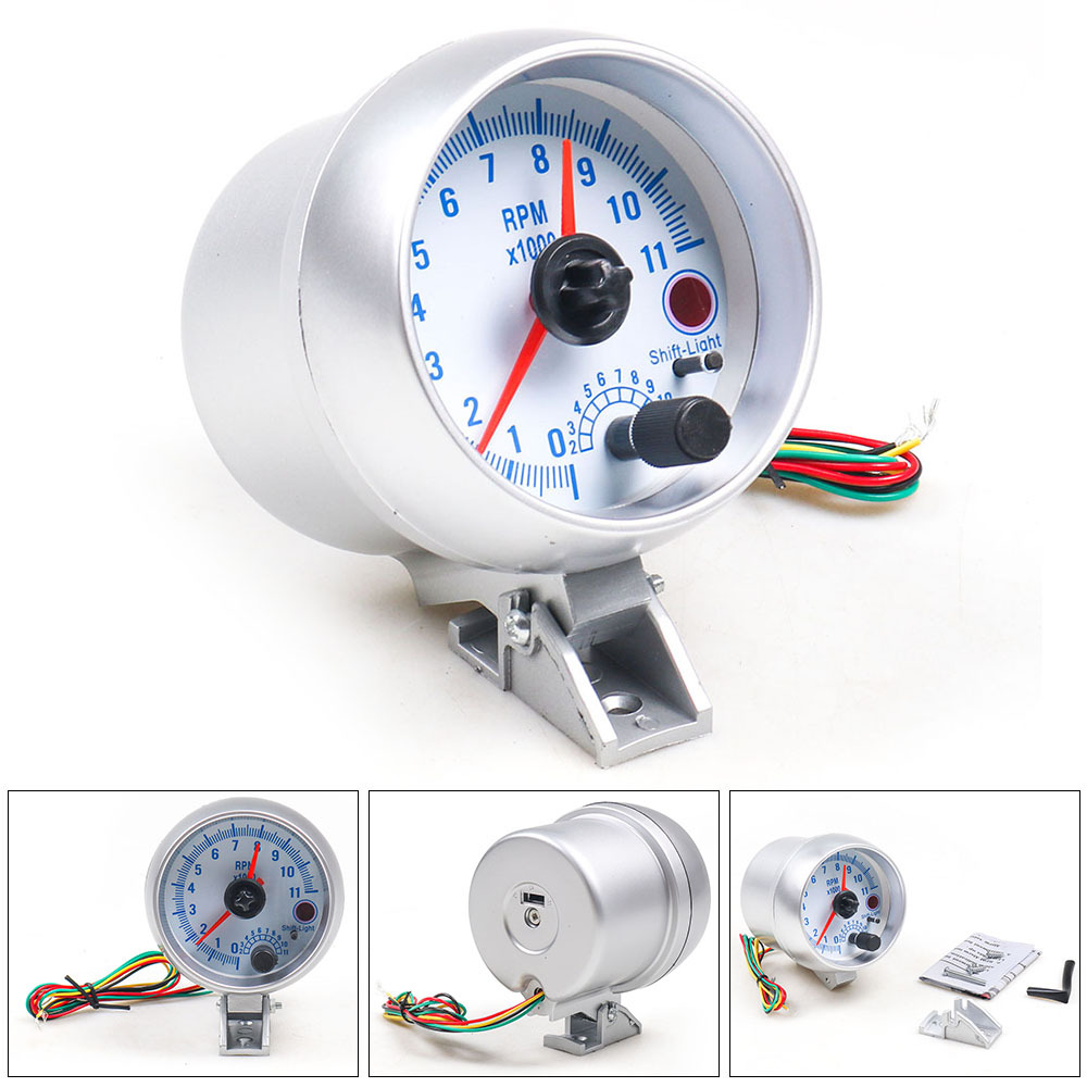 Qìchē Car Tachometer 3.75 inch 0-11000 RPM Dual Pointer (automobile instrument) - tachometer-0-11