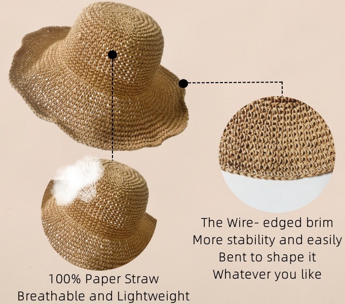 Women's Handmade Woven Straw Hat Breathable Uv Beach Sun Hat_voghion.com