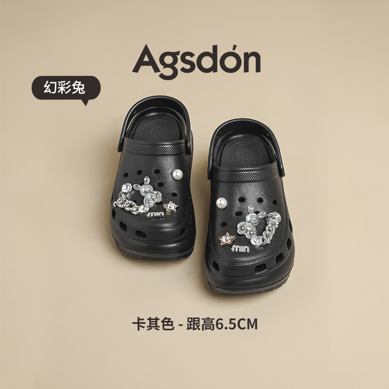 Auge Shi Deng grueso fondo nubes agujero zapatos para mujeres 2026 nuevas sandalias de verano con un pedazo de zapatillas frías