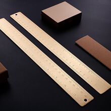 现货30cm黄铜尺双刻度尺可激光logo复古尺子金属直尺黄铜尺300mm