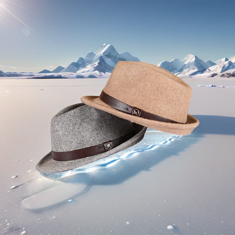 Sombrero Otoño e Invierno pura lana sombrero de jugador de bolos de lana retro francés británico Jazz sombrero rollo a lo largo de fieltro sombrero transfronterizo al por mayor