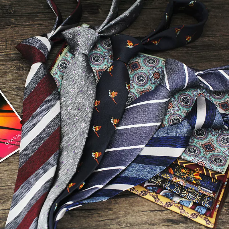 COVHERlab 高端男士正装商务灰色提花条纹高级感手打涤纶领带男