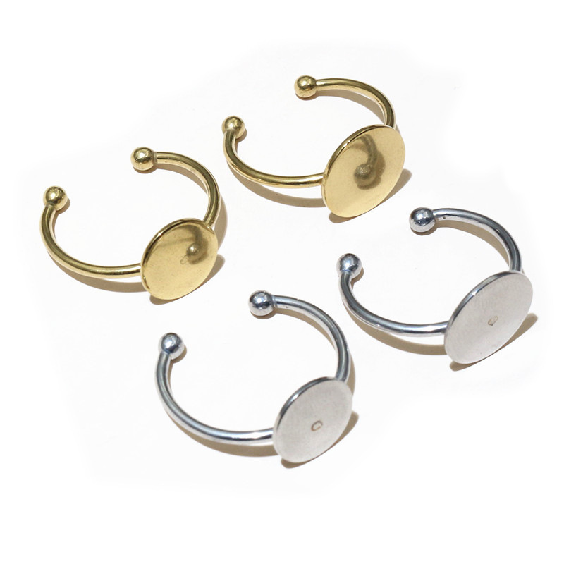 Double Ball Vacuum Stainless Steel 6-12mm Inner Diameter Flat Open Ring Gemstone Base DIY Jewelry Accessories