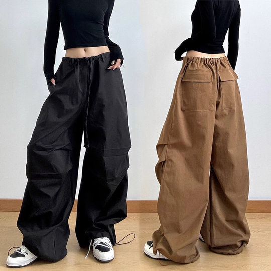American Style Wide Leg Pants Women's 2025 New Autumn and Winter Loose Casual Pants High Waist Cushion Trousers Dosing Straight Pants
