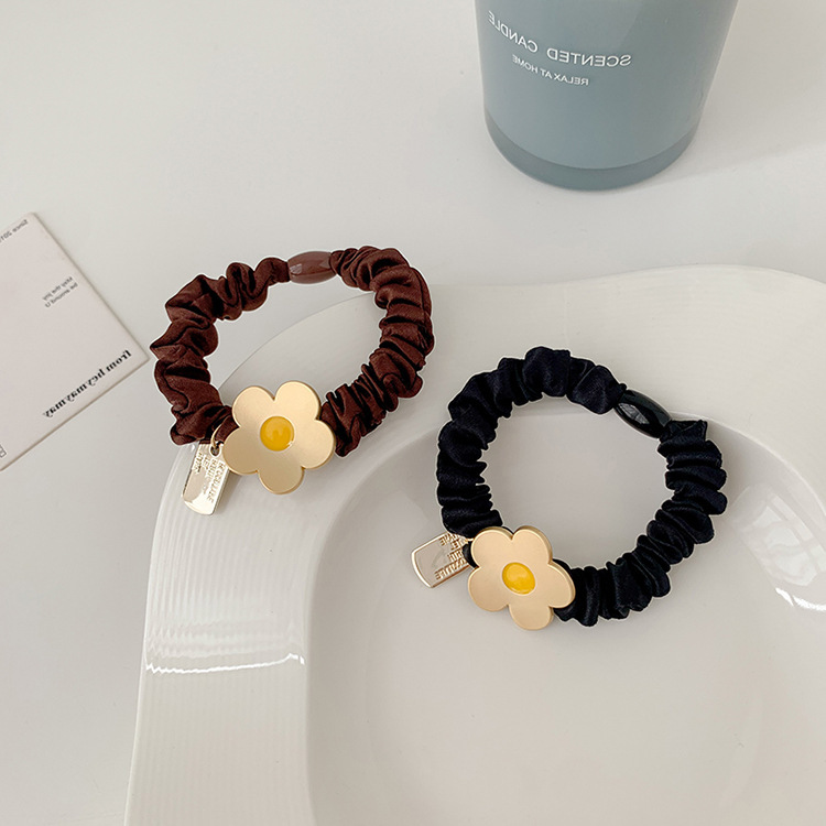 Nueva linda chica de metal flor anillo de pelo dulce cuerda de pelo LNS simple cuerda de pelo del todo-fósforo accesorios para el cabello tocado al por mayor