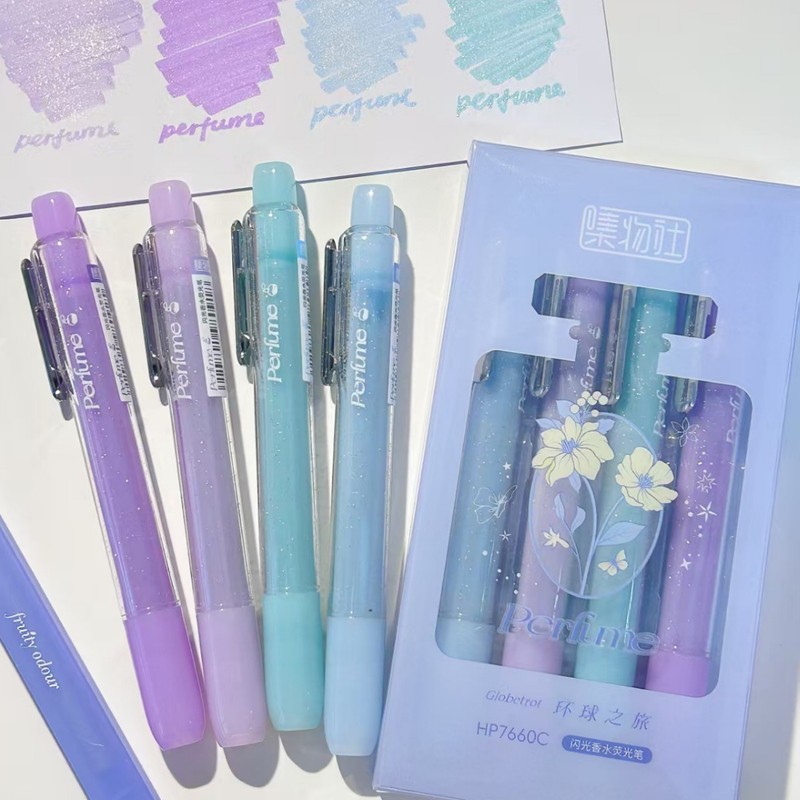 Jiwushe 文具 7660 セット香水風味グリッターハイライター高価値クリエイティブカラーハンドブックペンキーペン|undefined