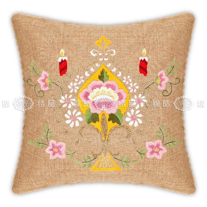 Fábrica al por mayor de color de impresión bordado de la cinta hecha a mano DIY paquete de material cojín funda de almohada flor frente mariposa volando doble platillo Flying dance